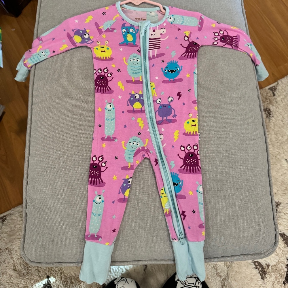 HTF Pink Monsters Little Sleepies Zippy 0-3mo